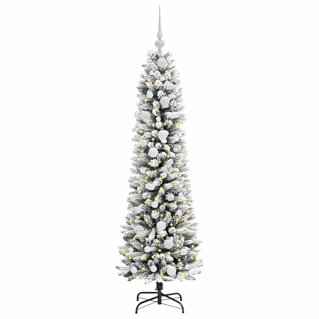 Albero di Natale artificiale con 150 LED Verde e bianco 150 cm