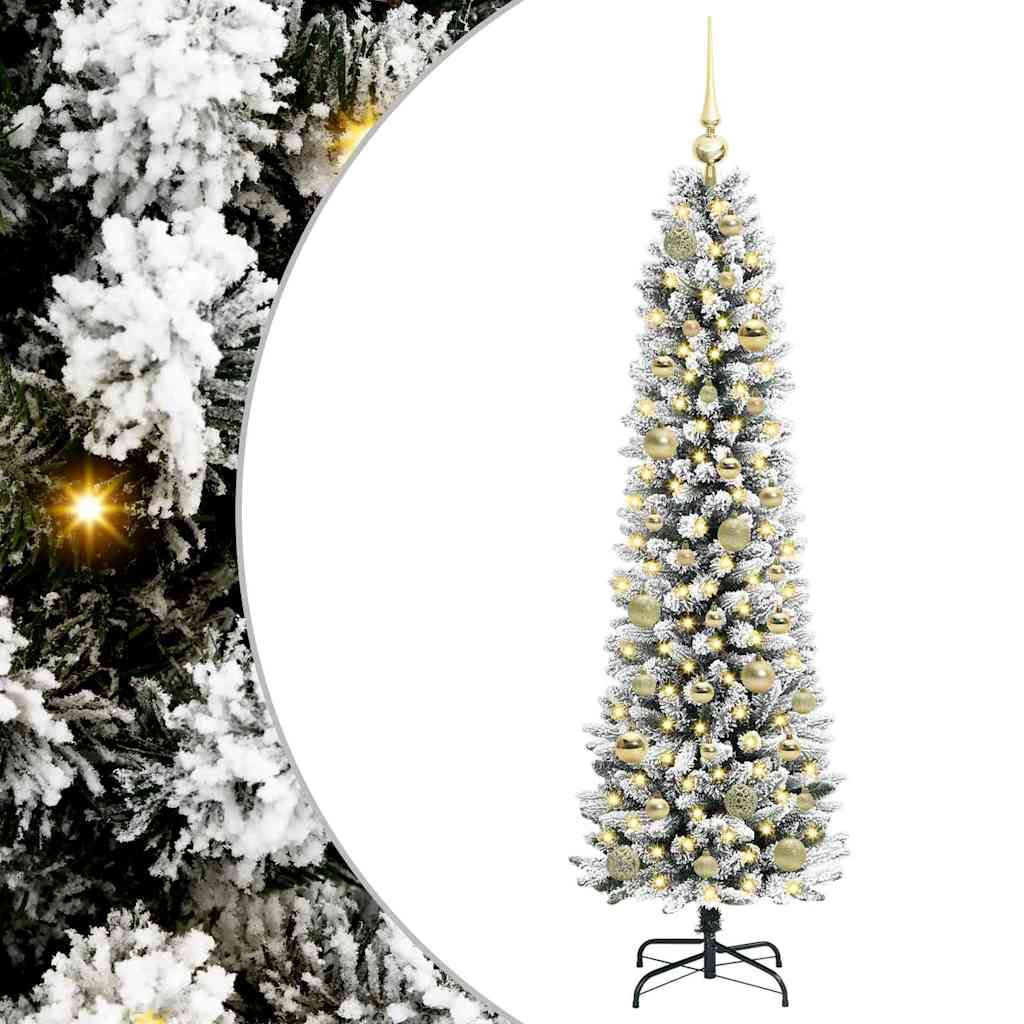 Albero di Natale artificiale con 150 LED Verde e bianco 150 cm