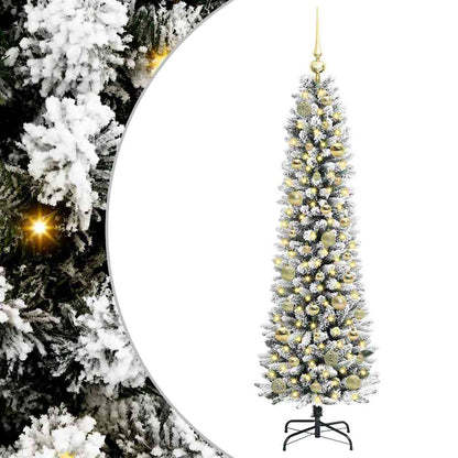 Albero di Natale artificiale con 150 LED Verde e bianco 150 cm