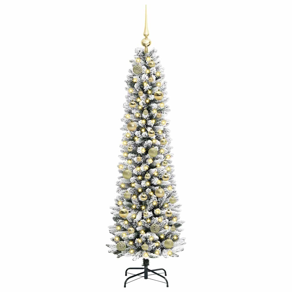 Albero di Natale artificiale con 150 LED Verde e bianco 150 cm