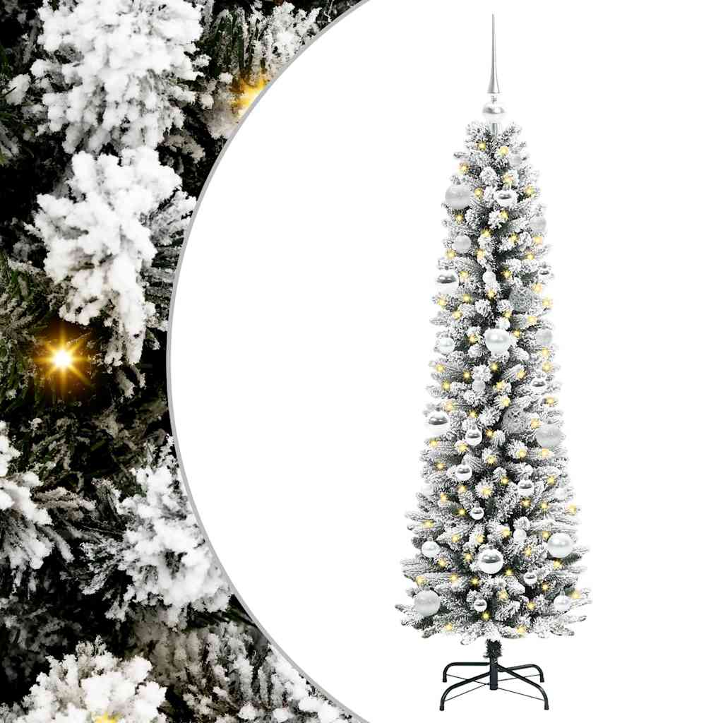 Albero di Natale artificiale con 150 LED Verde e bianco 150 cm