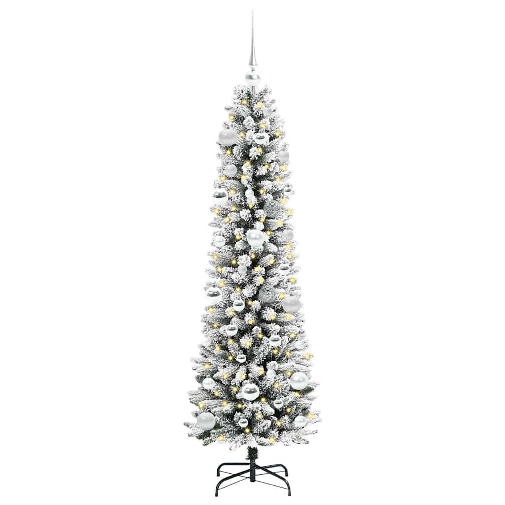 Albero di Natale artificiale con 150 LED Verde e bianco 150 cm