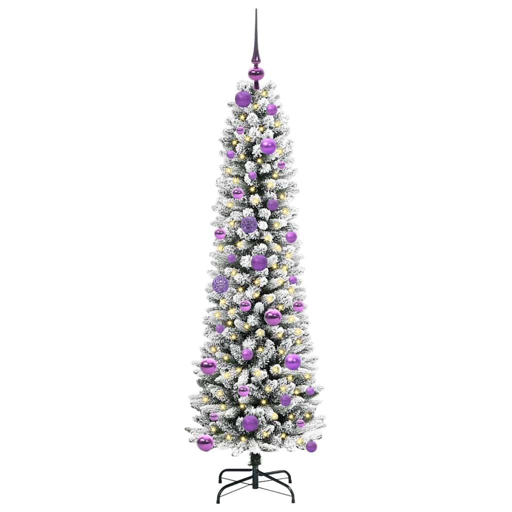 Albero di Natale artificiale con 150 LED Verde e bianco 150 cm