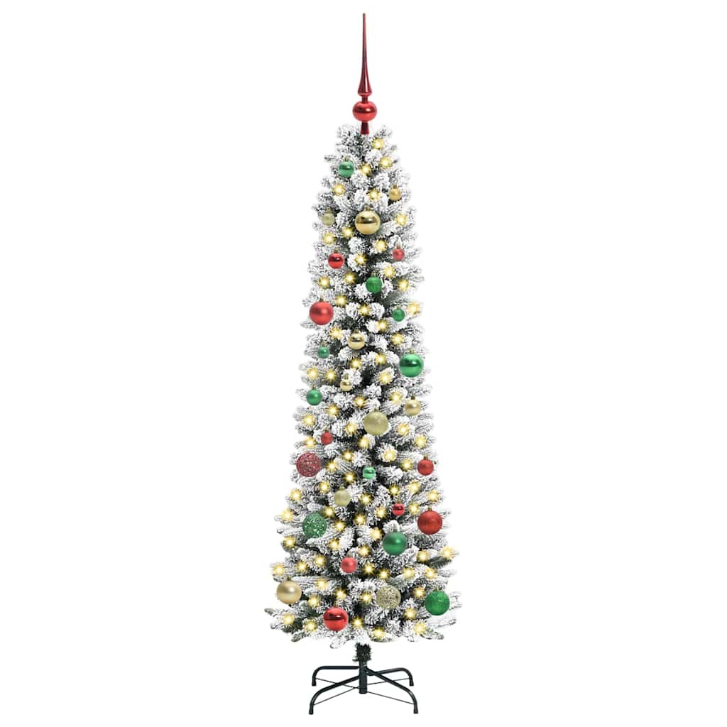 Albero di Natale artificiale con 150 LED Verde e bianco 150 cm