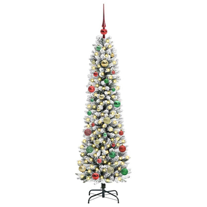 Albero di Natale artificiale con 150 LED Verde e bianco 150 cm