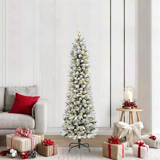 Albero di Natale artificiale con 300 LED Verde e bianco 180 cm