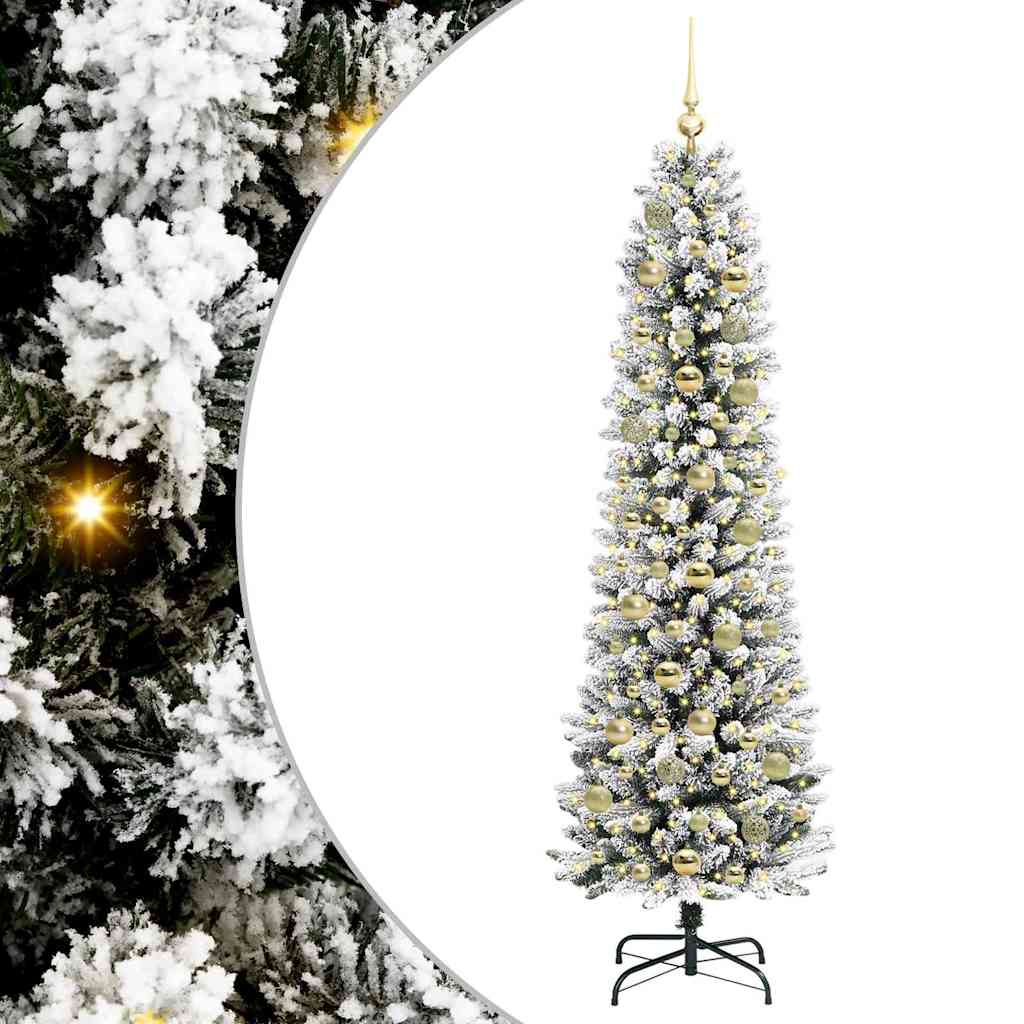 Albero di Natale artificiale con 300 LED Verde e bianco 180 cm