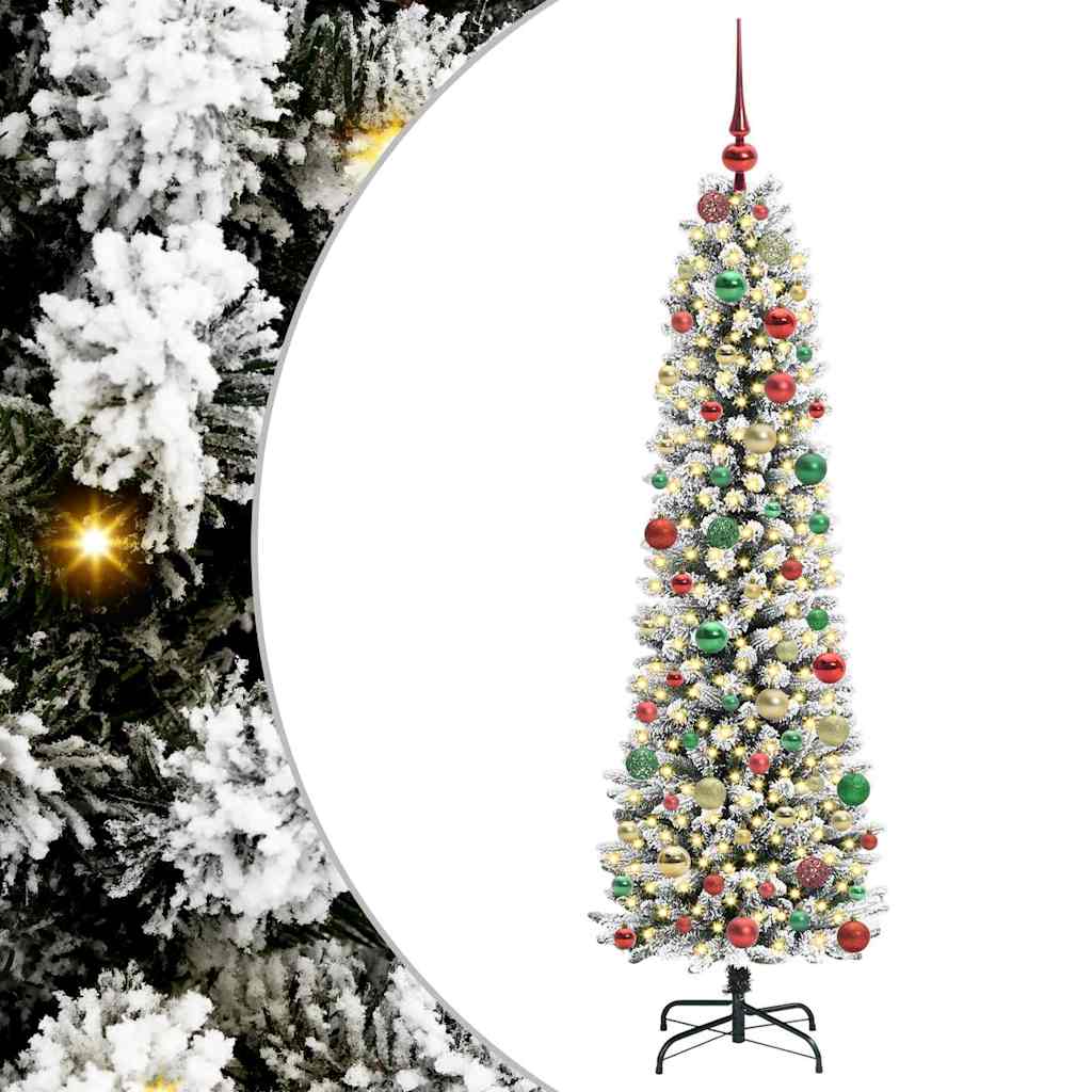 Albero di Natale artificiale con 300 LED Verde e bianco 180 cm
