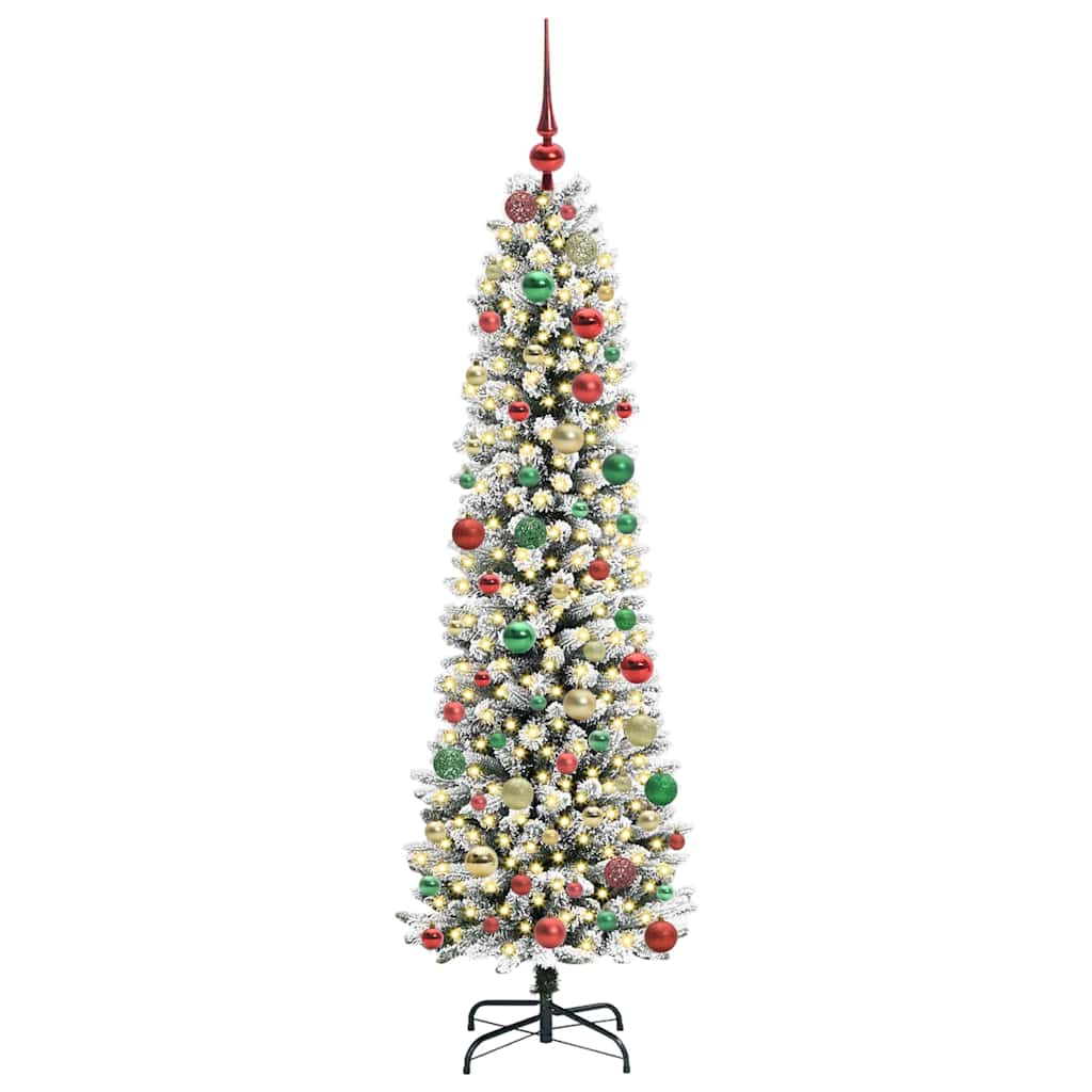 Albero di Natale artificiale con 300 LED Verde e bianco 180 cm