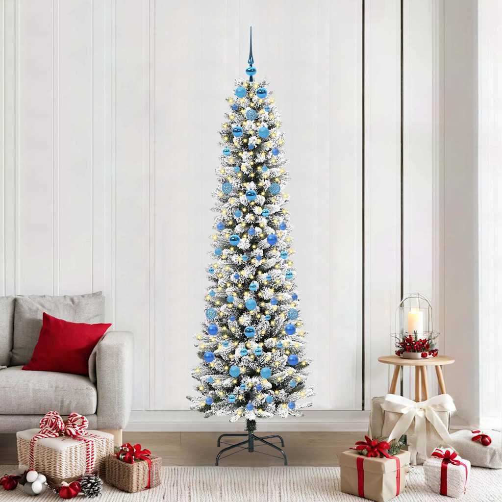 Albero di Natale artificiale con 300 LED Verde e bianco 210 cm
