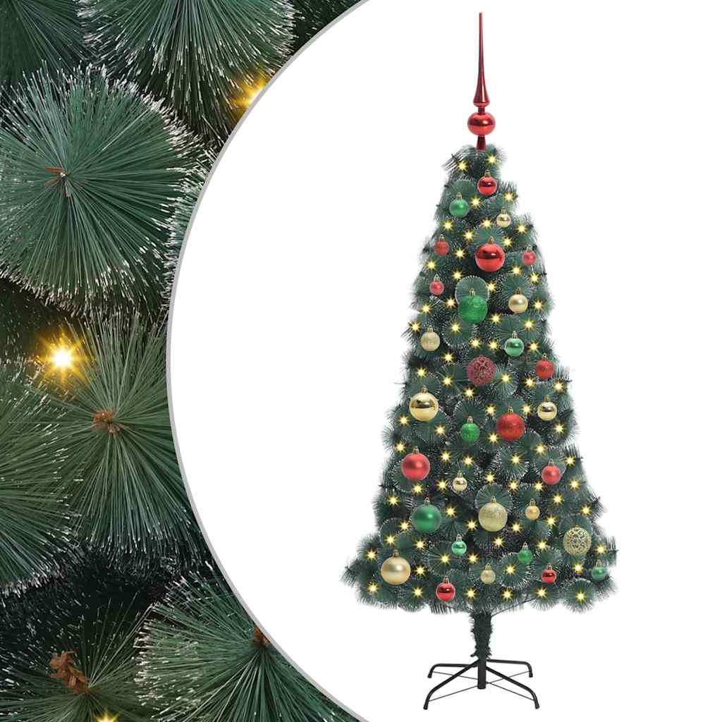 Albero di Natale artificiale preilluminato con set di palline