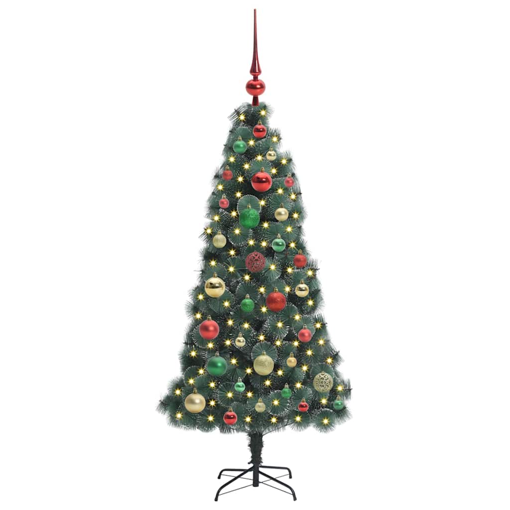 Albero di Natale artificiale preilluminato con set di palline