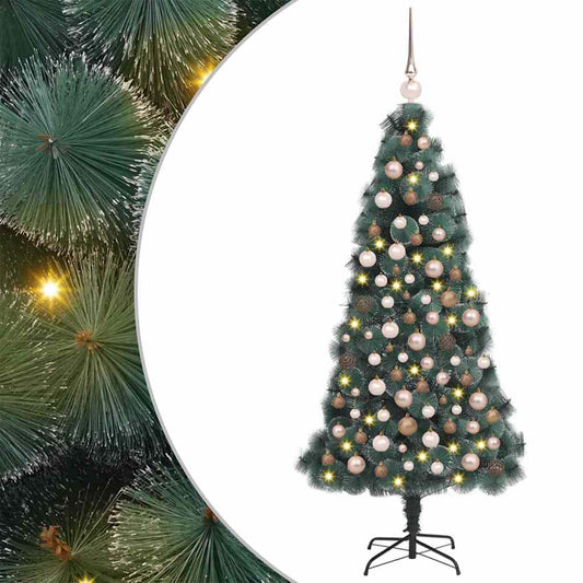 Albero di Natale artificiale preilluminato con set di palline