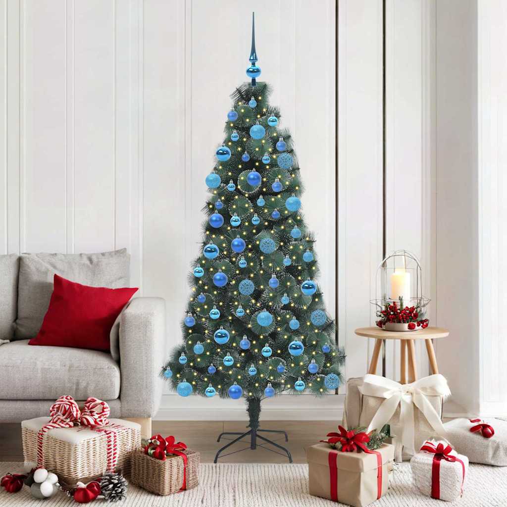 Albero di Natale artificiale preilluminato con set di palle