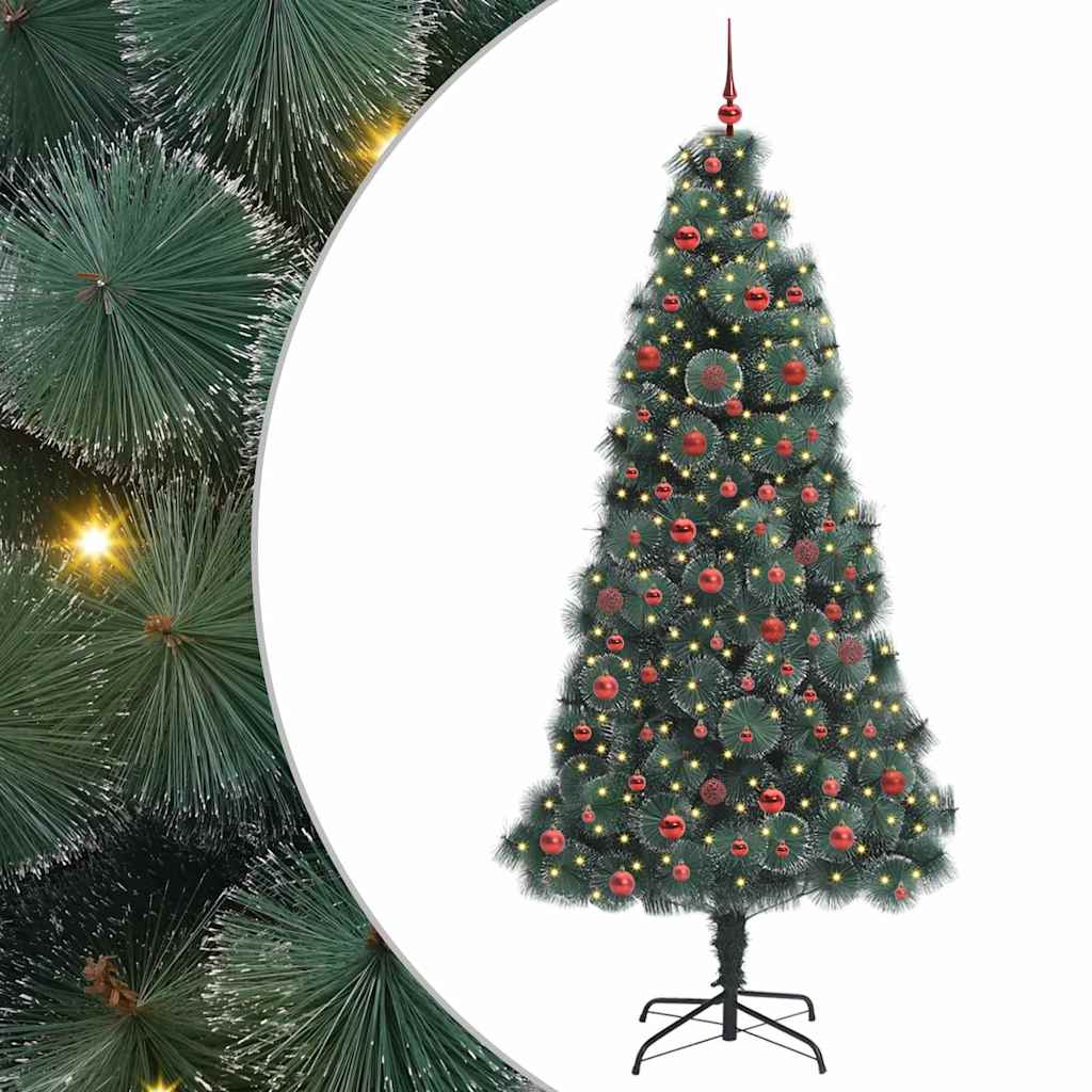 Albero di Natale Artificiale Pre-illuminato con Set di Palline