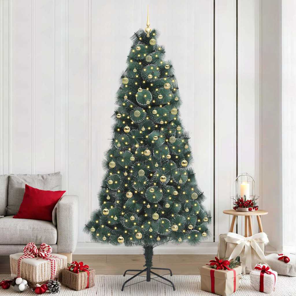Albero di Natale artificiale preilluminato con set di palline