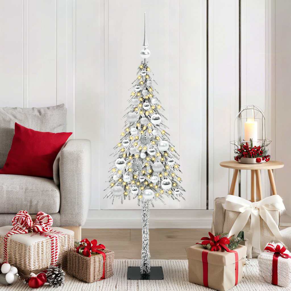 Albero di Natale con 150 LED Bianco 120 cm PE e Acciaio