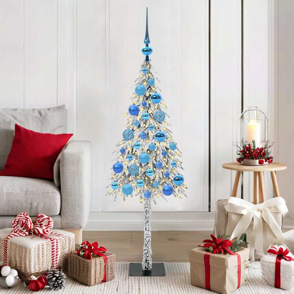 Albero di Natale con 150 LED Bianco 120 cm PE e Acciaio