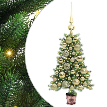 Albero di Natale con 150 LED con supporto Verde 65 cm PE