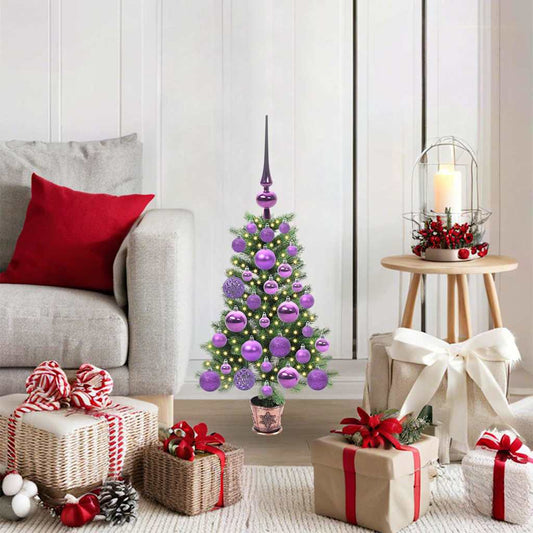 Albero di Natale con 150 LED con supporto Verde 65 cm PE