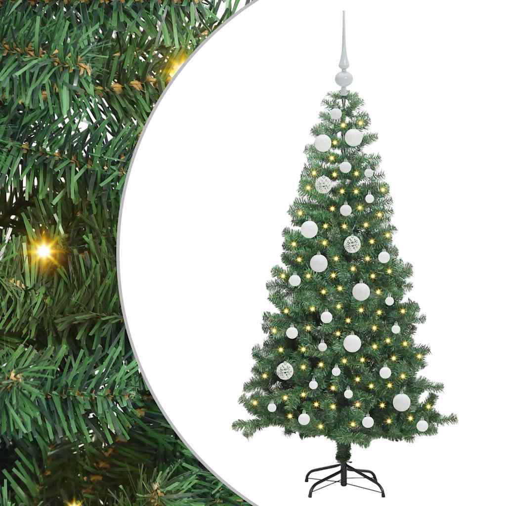 Albero di Natale con 150 LED con supporto Verde 120 cm PVC