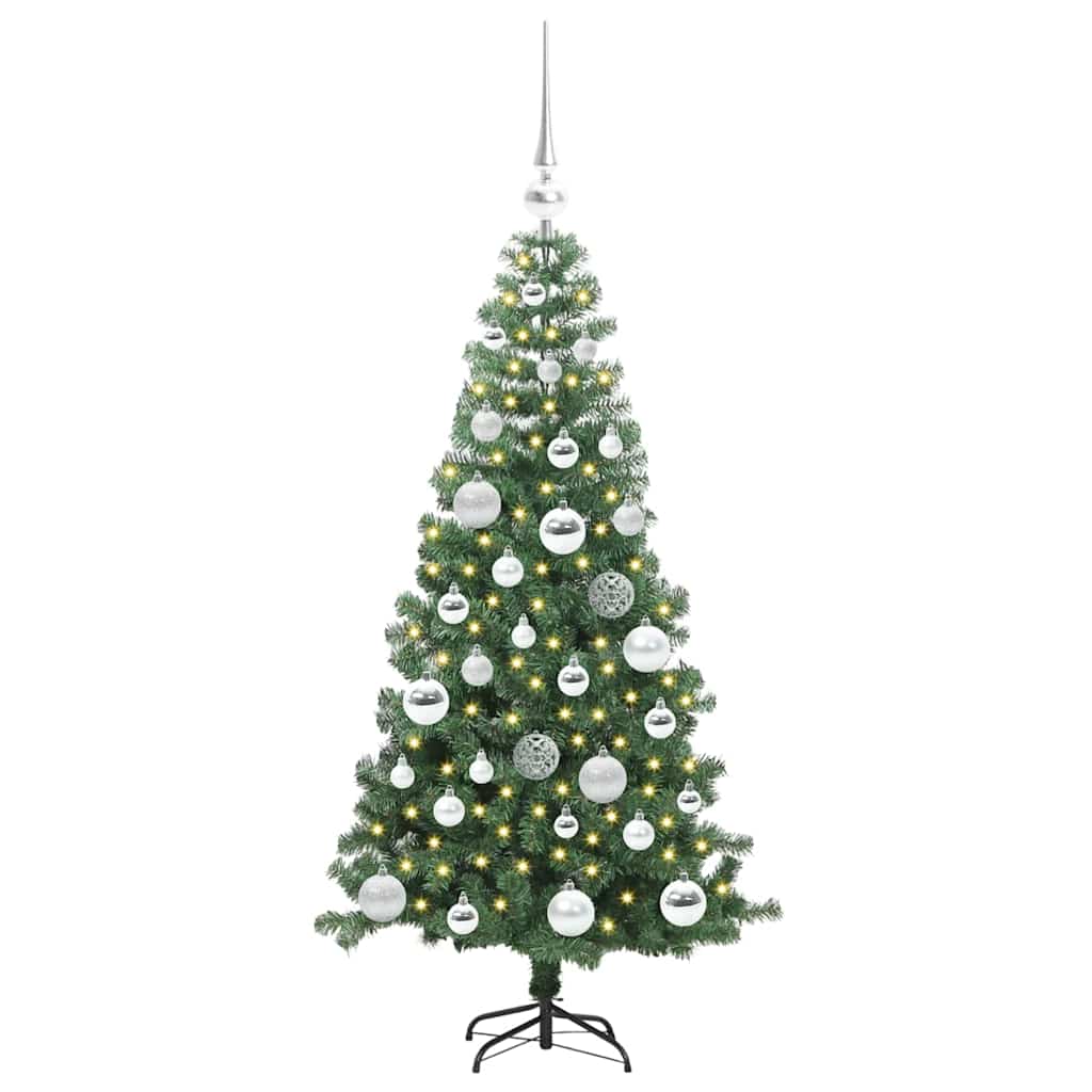 Albero di Natale con 150 LED con supporto Verde 120 cm PVC