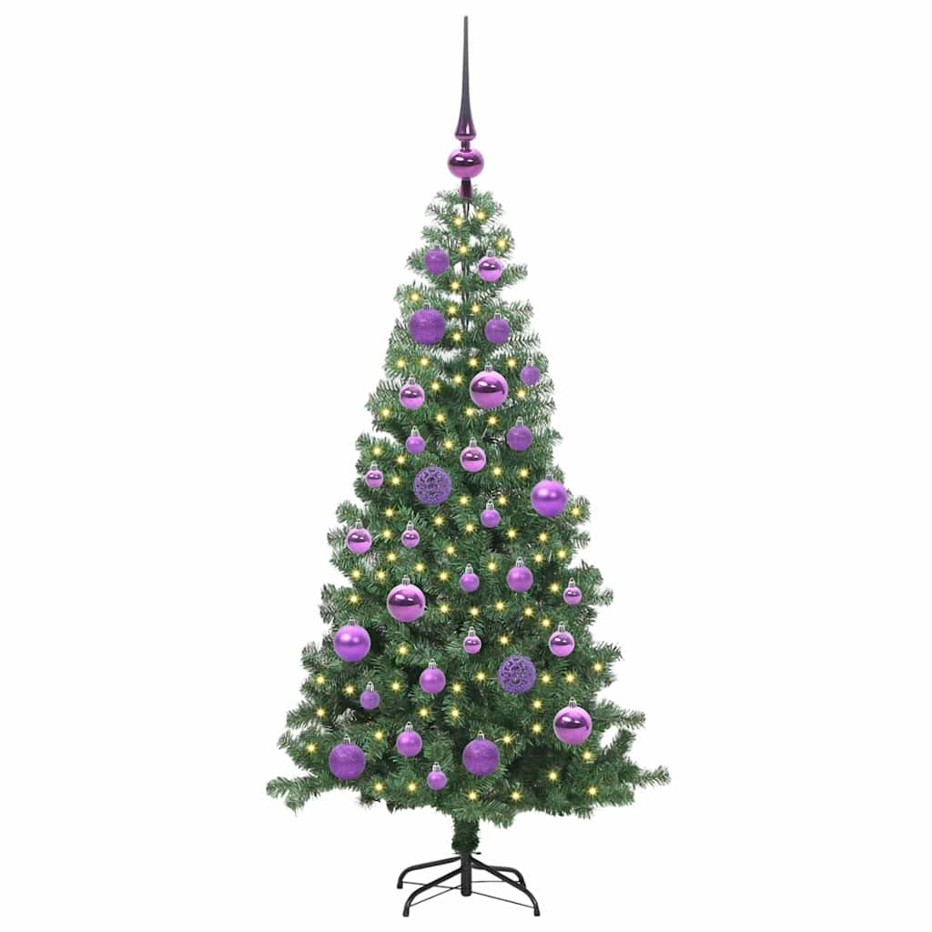 Albero di Natale con 150 LED con supporto Verde 120 cm PVC