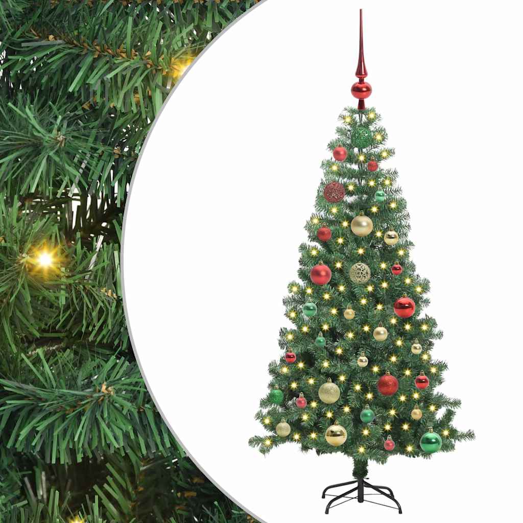 Albero di Natale con 150 LED con supporto Verde 120 cm PVC