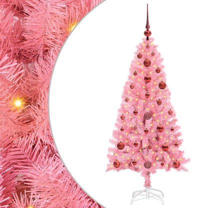 Albero di Natale con 150 LED con supporto Rosa 120 cm PVC