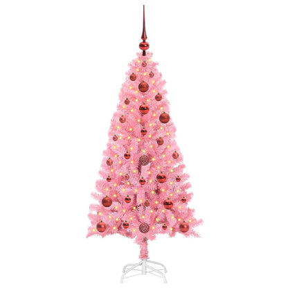 Albero di Natale con 150 LED con supporto Rosa 120 cm PVC
