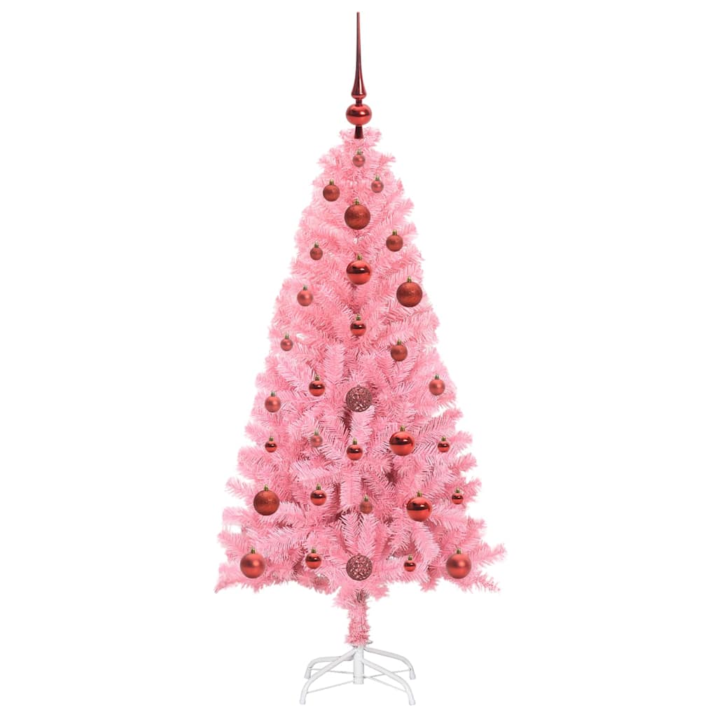 Albero di Natale con 150 LED con supporto Rosa 120 cm PVC