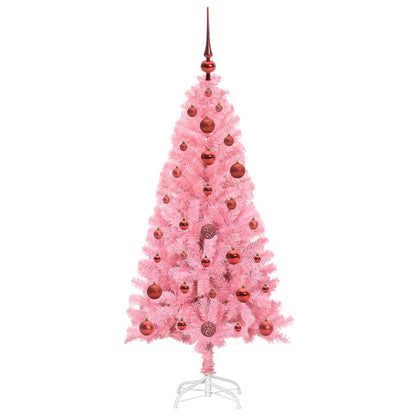Albero di Natale con 150 LED con supporto Rosa 120 cm PVC
