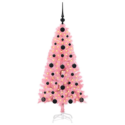 Albero di Natale con 150 LED con supporto Rosa 120 cm PVC