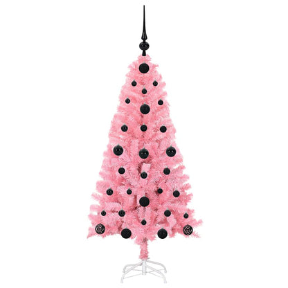 Albero di Natale con 150 LED con supporto Rosa 120 cm PVC