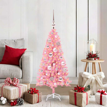 Albero di Natale con 150 LED con supporto Rosa 120 cm PVC