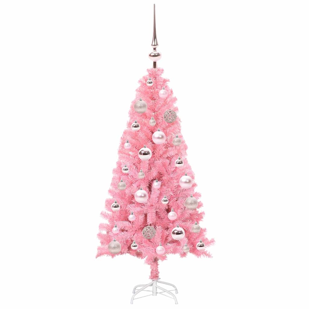 Albero di Natale con 150 LED con supporto Rosa 120 cm PVC