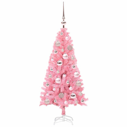 Albero di Natale con 150 LED con supporto Rosa 120 cm PVC