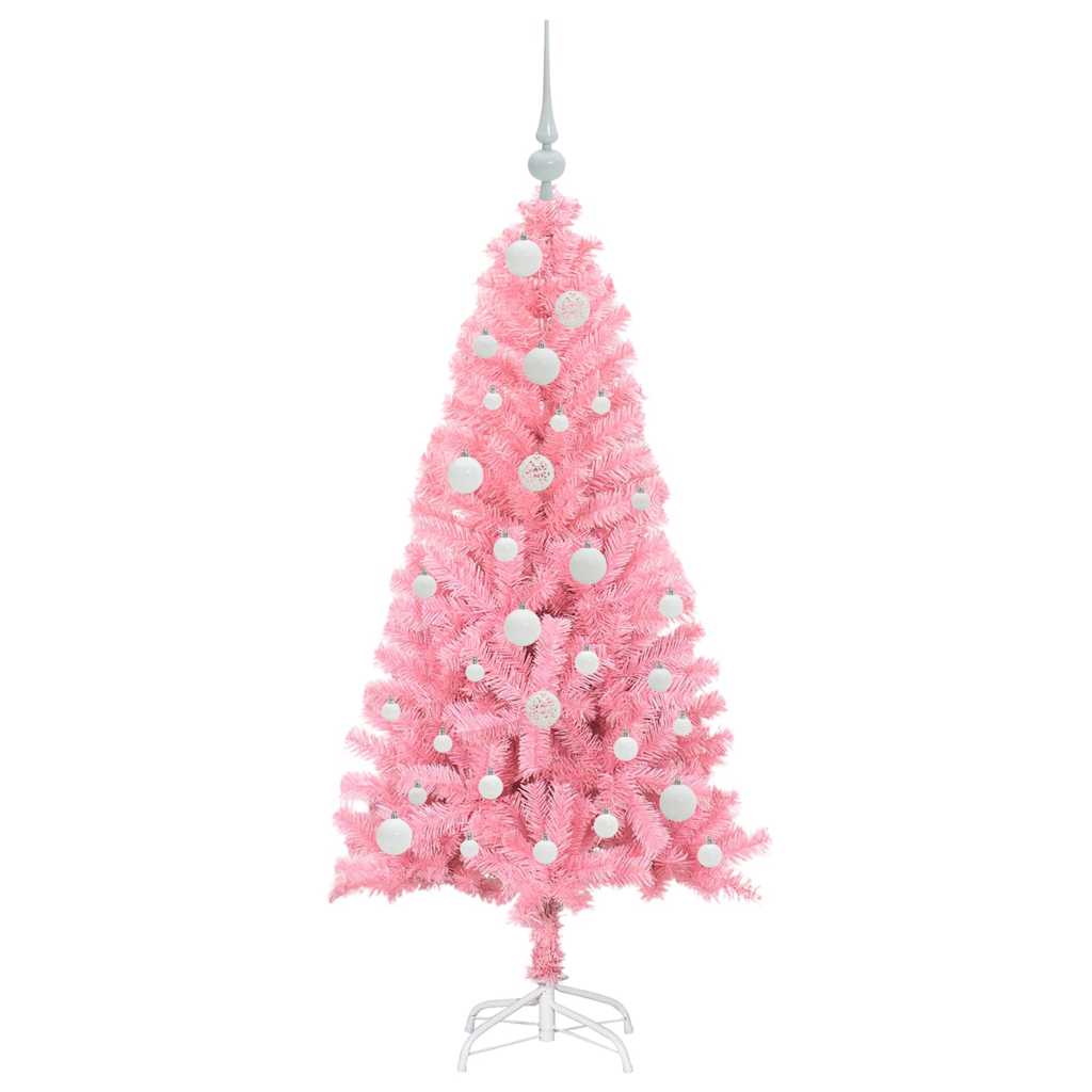 Albero di Natale con 150 LED con supporto Rosa 120 cm PVC