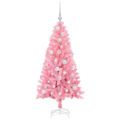 Albero di Natale con 150 LED con supporto Rosa 120 cm PVC