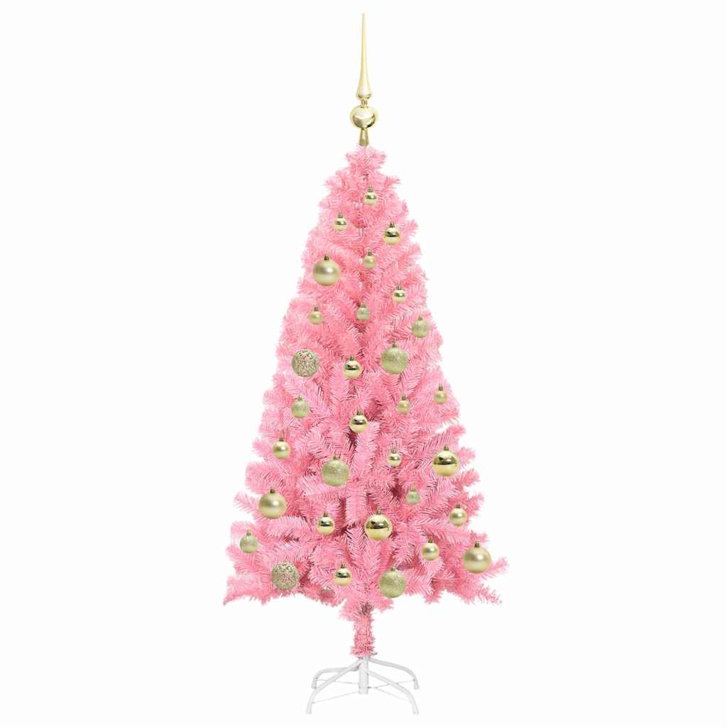 Albero di Natale con 150 LED con supporto Rosa 120 cm PVC
