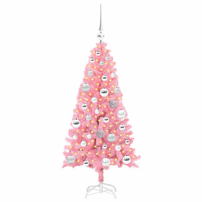 Albero di Natale con 150 LED con supporto Rosa 120 cm PVC