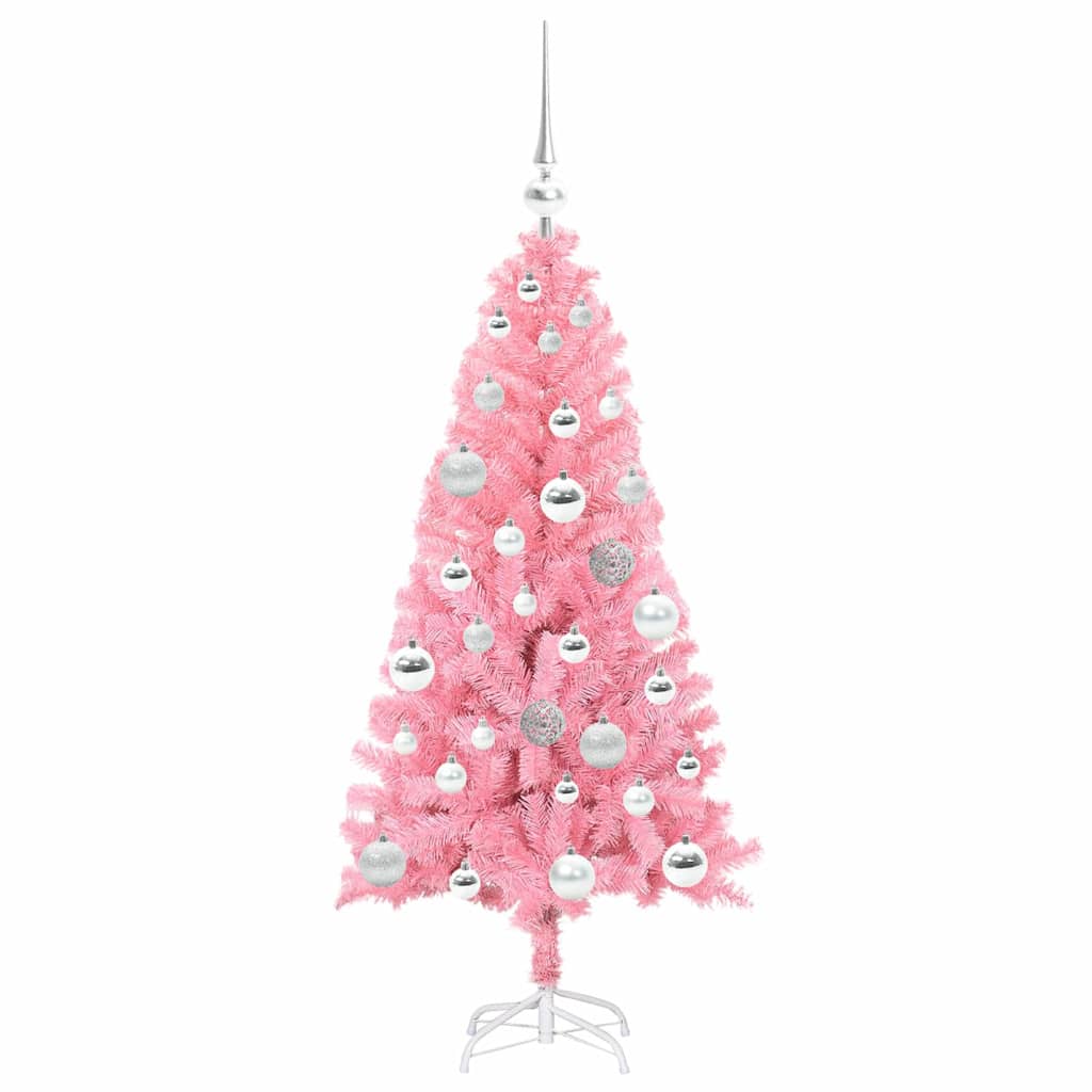 Albero di Natale con 150 LED con supporto Rosa 120 cm PVC