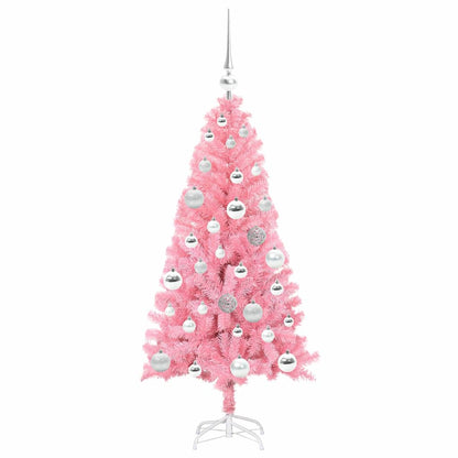 Albero di Natale con 150 LED con supporto Rosa 120 cm PVC