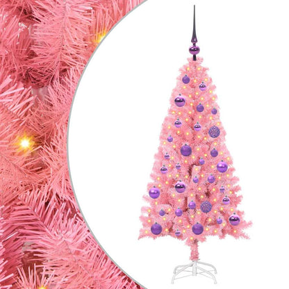 Albero di Natale con 150 LED con supporto Rosa 120 cm PVC