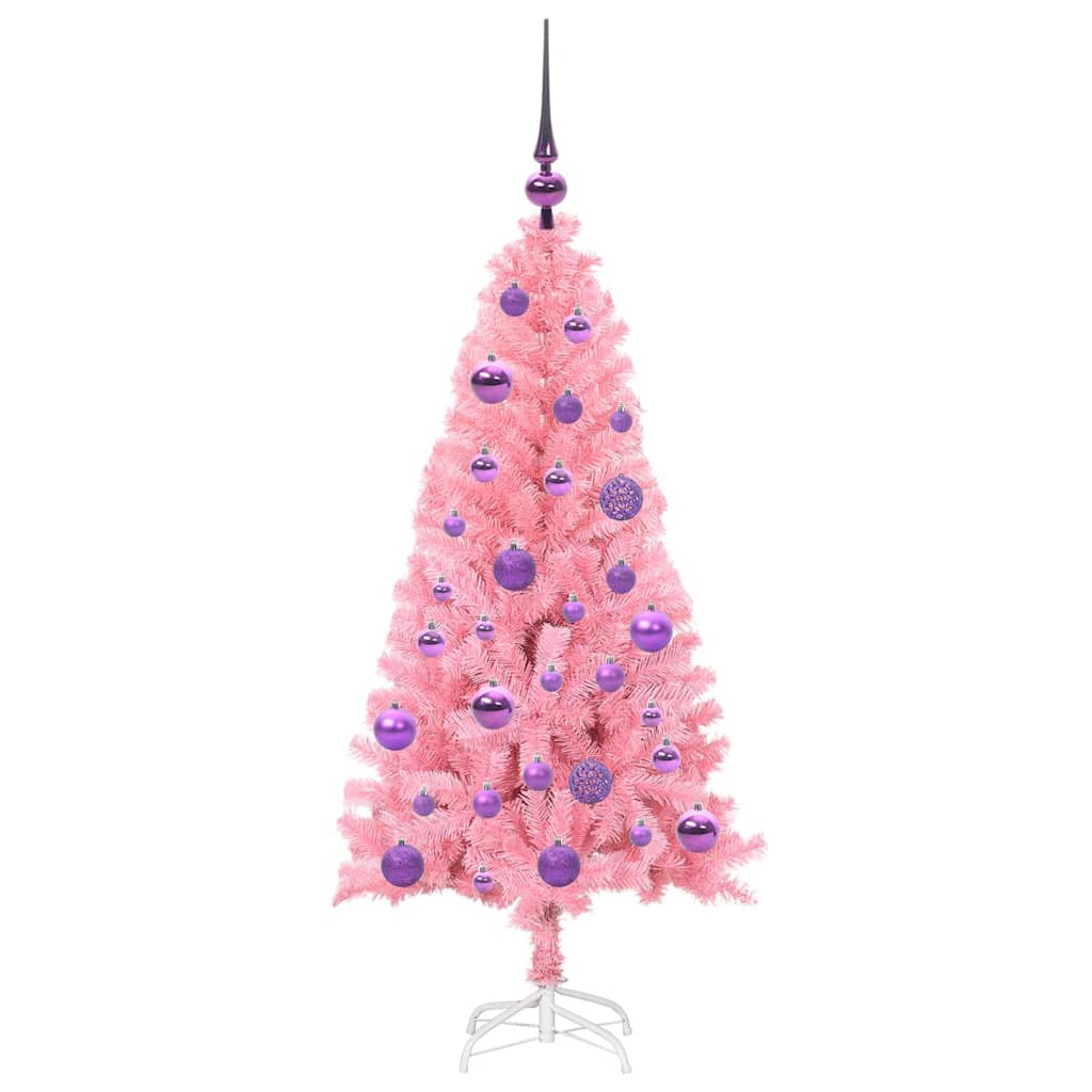 Albero di Natale con 150 LED con supporto Rosa 120 cm PVC