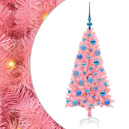 Albero di Natale con 150 LED con supporto Rosa 120 cm PVC