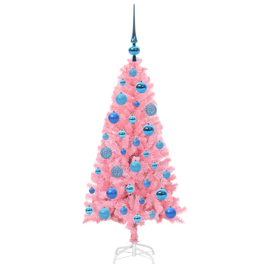 Albero di Natale con 150 LED con supporto Rosa 120 cm PVC