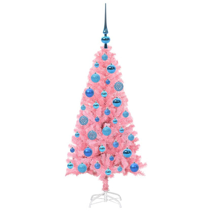 Albero di Natale con 150 LED con supporto Rosa 120 cm PVC
