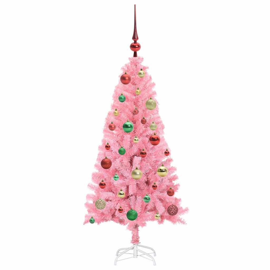 Albero di Natale con 150 LED con supporto Rosa 120 cm PVC