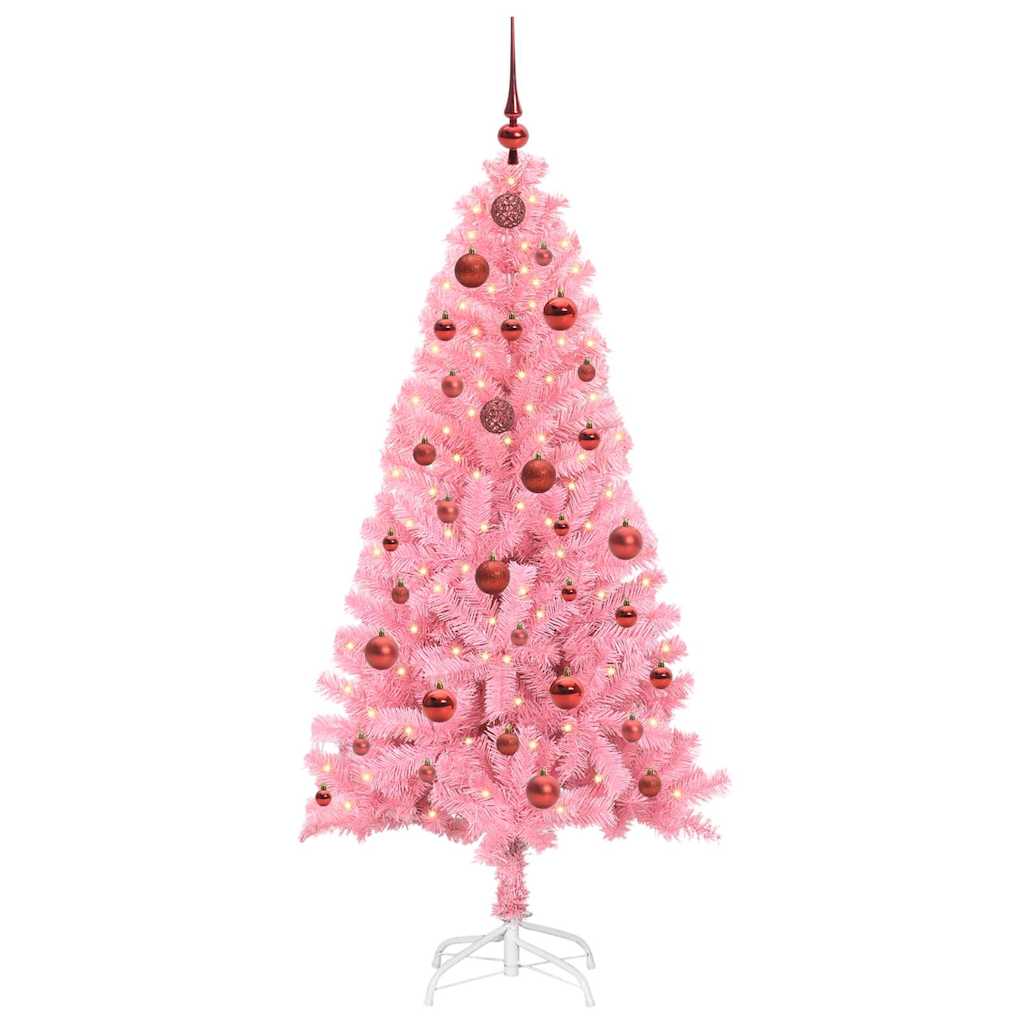Albero di Natale con 150 LED con supporto Rosa 150 cm PVC